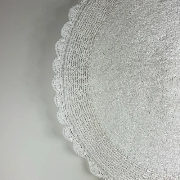 Shabby Chic Crochet Bath Mat Rug 100% Cotton White 26" Round Reversible NEW - Picture 4 of 8